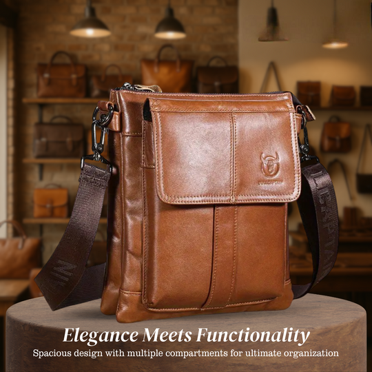 Nathan - Slim Leather Crossbody with Flap Pocket Design